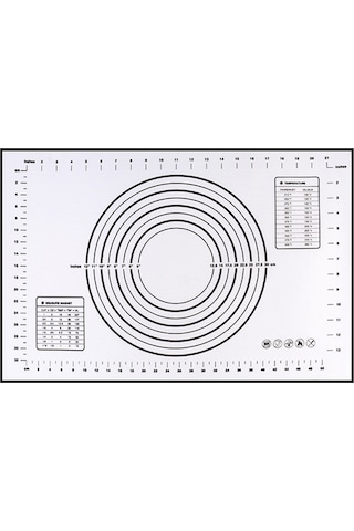 Xindoker Silikon Hamur Hazırlama Ve Pişirme Matı, Ölçekli, 60x40cm Siyah, Tekrarlı Kullanım, Kolay Temizlenir, Fırın Ve Barbekü Aleti Siyah