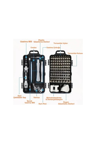 115 Parça Bilgisayar Gözlük Saat Telefon Tamir Tornavida Seti Kutulu