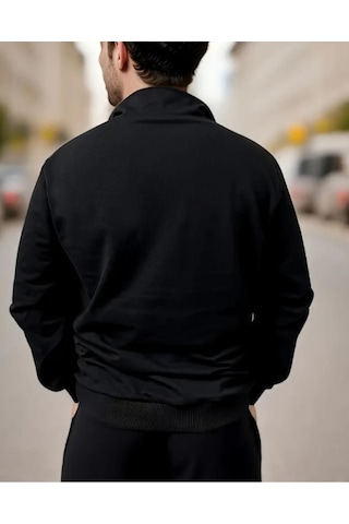Altamira Erkek Paris Baskılı Yarım Fermuarlı Oversize Sweatshirt 001