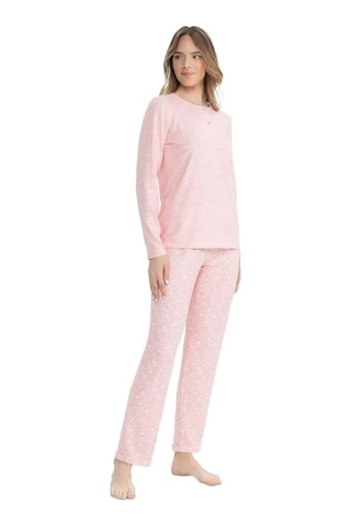 U.s. Polo Assn. Kadın Düğmeli Yaka Uzun Kollu Pijama Takımı Pembe
