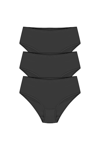 Bonbonetti %100 Pamuk Yüksek Bel Bato 3'Lü Paket Siyah Siyah Siyah Kadın Külot Siyah