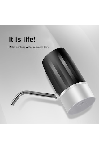 Kosona Usb Şarjlı Su Pompa Dispenseri - Dış/iç Kullanım, Dokunmatik Kontrol, 304 Çelik Çıkış Borusu, Siyah-gümüş