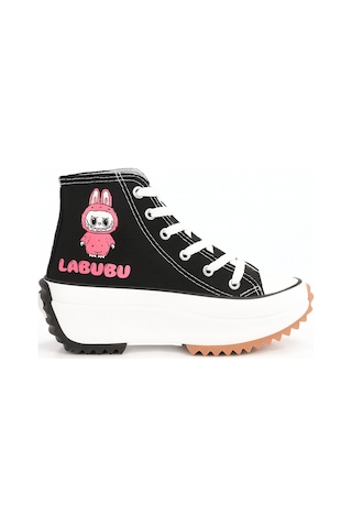 Labubu Baskılı Yüksek Taban Boğazlı Converse Siyah - Fuşya