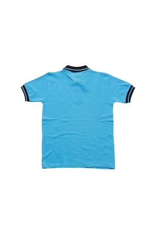 Lacivert Yakalı Turkuaz Kısa Kol Düz Renk 6-17 Yaş Çocuk Okul Lakos Tişört Polo Yaka T-shirt Turkuaz