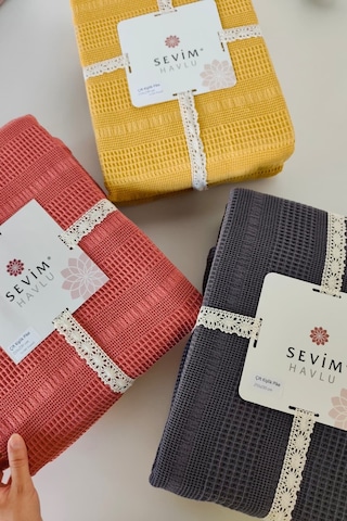 Tek Kişilik Waffle Pike 160x230cm, %100 Pamuk, Petek Tasarım, Hardal Hardal Hardal