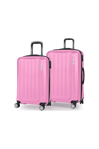 Spring Model Pembe Renk 2'li Valiz Seti Kabin + Orta Polo&sky Çok Renkli