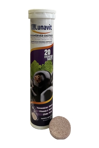 Lunavit Kara Mürver Vitamin C Ve Çinko 20 Efervesan Tablet