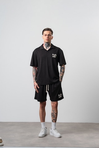 Respire Erkek La Dolce Vita Yazılı Regular Fit T-shirt Şort Takım Siyah