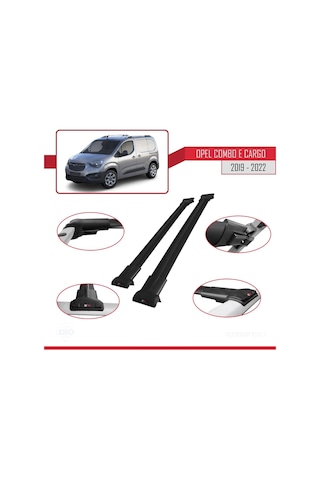 Opel Combo E Panelvan 2019-2022 Arası İle Uyumlu Fly Model Ara Atkı Tavan Barı Siyah