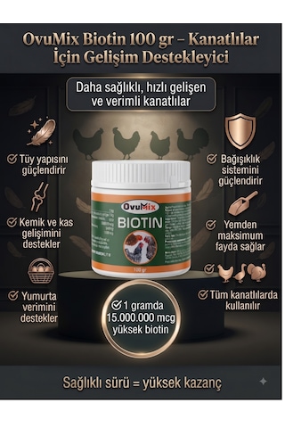 Biotin 300 Gr - Kanatlı Gelişim Destekleyici Ve Yumurta Verim Artırıcı