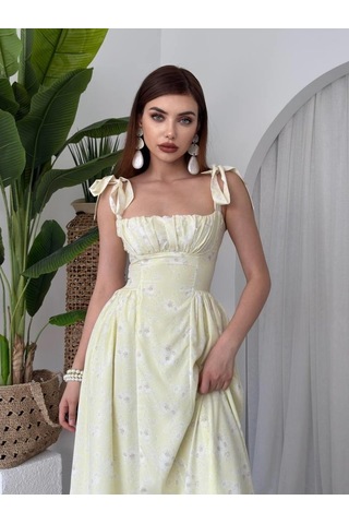 Simala Khalesı Omuz Bağlamalı Elbise Altın