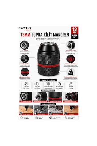 Metal Mandren 1 Adet 13 Mm Tüm Matkaplarda Kullanım