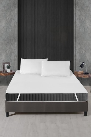 Alez Pamuklu Dört Köşe Lastik Yatak Koruyucu 100 200 Cm Beyaz