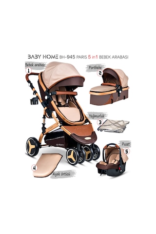 Baby Home BH-945 Paris Amortisörlü Travel Sistem Bebek Arabası