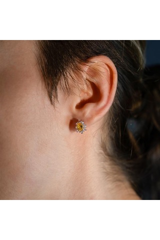 Keops Pırlanta Damla Sitrin Baget Taşlı Küpe