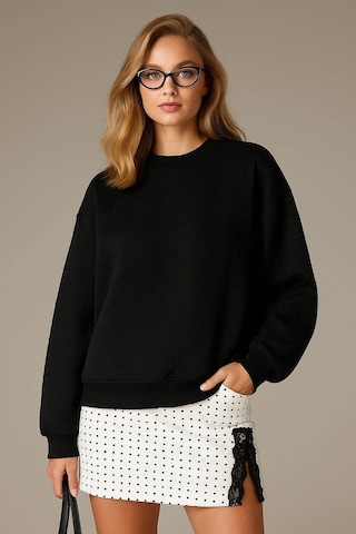 Fashion Friends Oversize Bisiklet Yaka Siyah Kadın Sweatshirt 25k0141k1 SiYAH