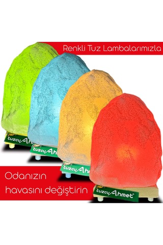 Mavi Işıklı Doğal Tuz Lambası Açma Kapama Kablosu İle Birlikte Çok Renkli
