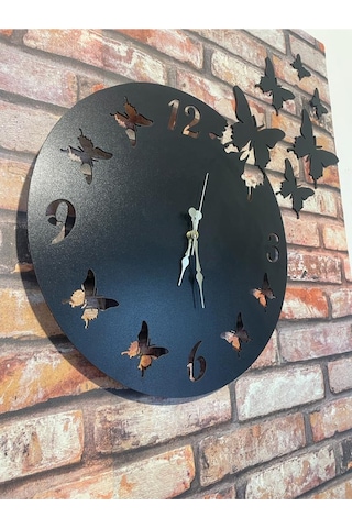 Ümra Lazer Lazer Kesim Dekoratif Duvar Saati 40x40 Umrasaat6 Siyah
