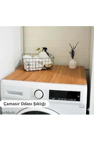 Lüks Bambu Banyo Paspası & Mutfak Matı Kaydırmaz Tabanlı, Suya Dayanıklı Çamaşır Makinesi Üstü Dekoratif Örtü Olarak Kullanılabilir Doğal Ahşap Görünümlü Açık Gri