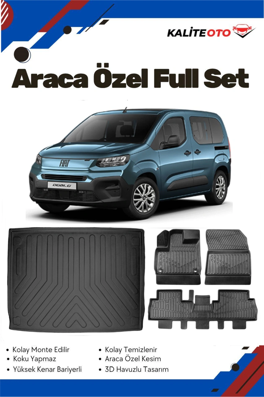 Fiat Doblo 2025 Model Yumuşak Paspas+bagaj Havuzu Seti