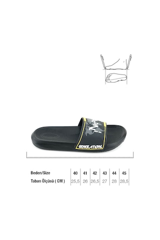 Gezer Erkek Yazlık Pu Islak Zemine Uygun Ev Banyo Bahçe Havuz Terlik Siyah-sarı Siyah - Sarı