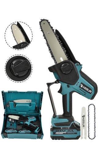 Assur ASR636 21V Çift Akülü Şarjlı Dal Budama Testeresi Mavi