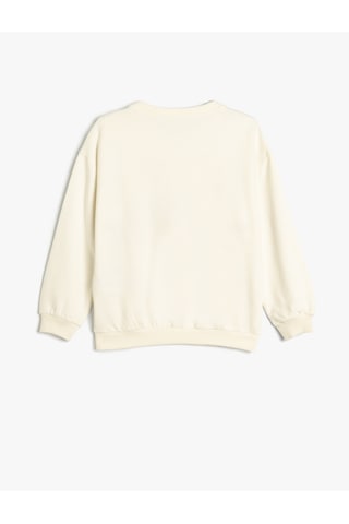 Koton Kapşonlu Sweatshirt Kalp Baskılı Şardonlu Pamuklu Ekru 5wkg10268ak Ekru
