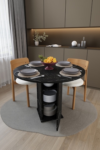 Modern Dolaplı 4 Kişilik Mutfak Yemek Masası %100 Mdf Mutfak Yemek Odası Masası Ym04 Royal Mermer