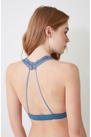 Deep Secret Mavi Sırt Detaylı Full Dantel Bralet Ds200457br 001
