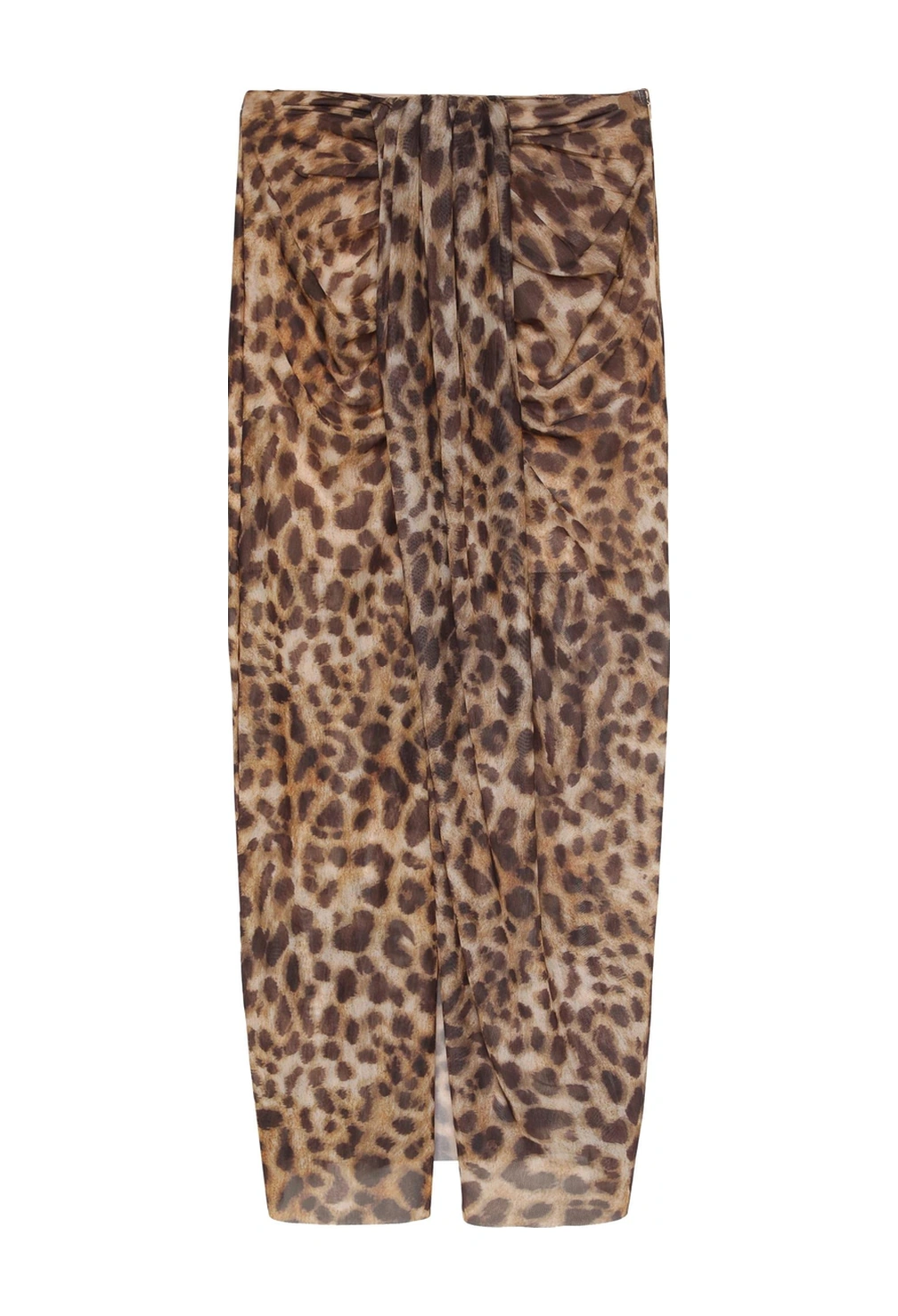 Olla Collection Leopar Desenli Midi Etek Kahve Kahverengi