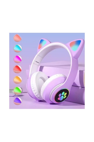 Qasul STN28 Kedi Kulak Kulaklık Yeni Sevimli Moda Bluetooth 5.0 Kulak Üstü Kulaklık
