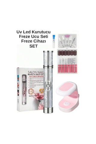 Mini Uv Led Lamba Ve Metal Gövdeli Şarjlı Manikür Pedikür Törpü Freze Seti