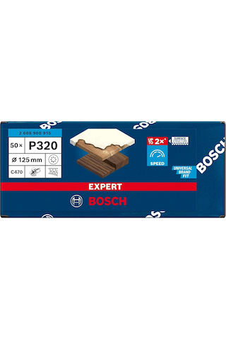 50 X Expert C470 Zımpara Kağıdı 8 Delikli Ahşap Üzerine Boya İçin, Sert Ahşap, Ø 125 Mm, Granülasyon 320, Pro