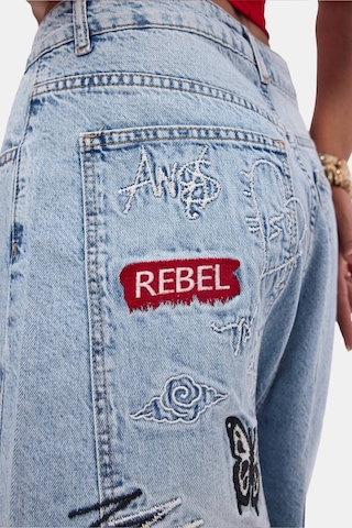 Itsbasic Kadın Kot Rengi 12s6-3 Tasarım Baggy Bermuda Denim Şort Çok Renkli