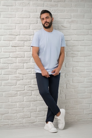 Paul Martin Slimfit Fit Bisiklet Yaka Rayon Kumaş Full Likralı T-shirt Buz Mavisi