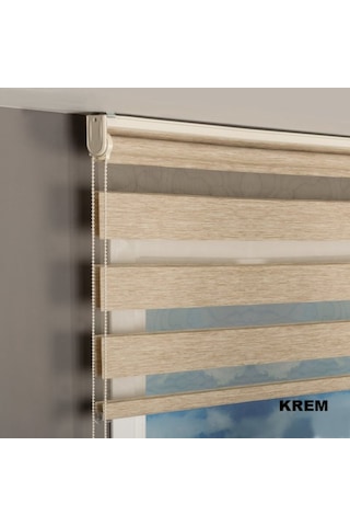 Asyhome Bambu Beyaz-Ekru-Krem-Gri Zebra Stor Perde