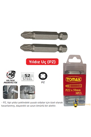 Tomax Pz2 X 50 Mm Bits Uç 30 Adet