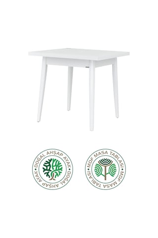 Vilinze Avanos Beyaz Sabit Mdf Kare Ahşap Mutfak Masası - 80x80 Cm Beyaz-siyah