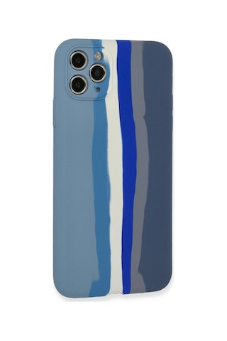 Gld-spt- Newface Apple Uyumlu iPhone 11 Pro Kılıf Ebruli Lansman Silikon - Mavi-gri