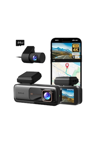 Botslab Araç Kamerası Araç Ön Arka, 4k Araç Kamerası Araç Gps'i Ve 5.8ghz Wifi, Çift Araç Kamerası 64gb Sd Kart, Adas, Süper Gece Görüşü F1.5 Ve Wdr, 170 Geniş Açı, 2,45" Ips, 7/24 Park İzleme, Döngü Kayıt