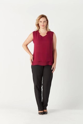 Moda Berray 3241 Yaka Fırfırlı Kolsuz Büyük Beden Şık Bluz Mürdüm Mürdüm