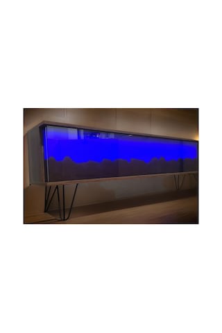 Tv Sehpası Full Şömineli Kumandalı Bluetooth Stereo Ses 6 Modlu Ünite 175 Cm Mdf Metal Ayak Garda Ve Siyah Garda Ve Siyah