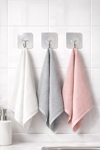 3'lü İnox Renk Askı - Banyo, Mutfak, Kapı Arkası - Kendinden Yapışkanlı - Çift Taraflı Bant Vidasız Gümüş