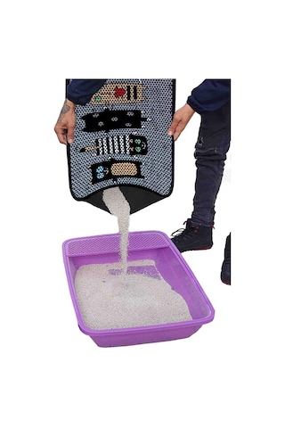 Aktunç Elekli Tuvalet Desenli Önü Kedi Kumu Paspası 60x120 Cm Desen 1