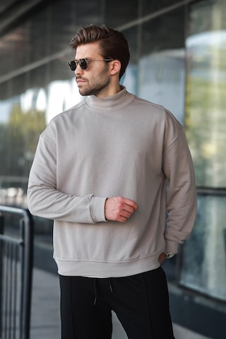 Madmext Boyalı Gri Yarım Balıkçı Yaka Erkek Basic Sweatshirt E7158 Gri