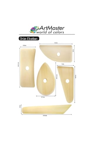 Yassı Ebeşuar Seti 5 Li 1 Paket Şekillendirme Aleti Ahşap Kil Seramik Çömlek Heykel Kazıyıcı Modelleme Şekillendirici