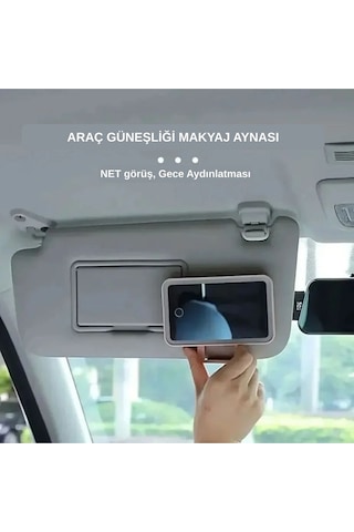 Dokunmatik Led Işıklı Araç Makyaj Aynası Şarjlı Taşınabilir Güneşlik Uyumlu Ayna