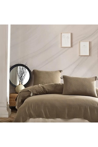 Jakarlı Müslin Yatak Örtüsü Çift Kişilik Costa Vizon