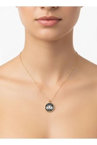 G&a Jewels - Lotusun Uyanışı - 925 Ayar Oksitli Yaldız Altın Kaplama Gümüş Kolye Altın - Gümüş 40+5 Cm
