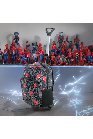 Çocuk Anaokulu Kreş Çekcekli Çanta 2 Bölmeli Suluklu Spiderman